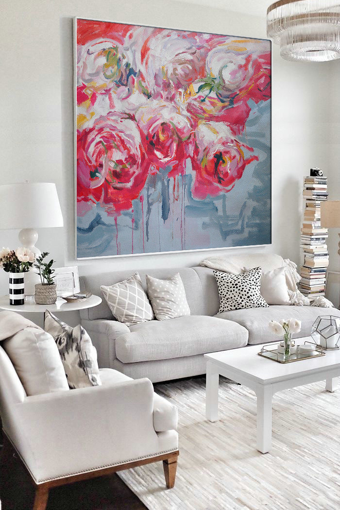 Abstract Flower Oil Painting Large Size Modern Wall Art #ABS0A23 - Click Image to Close
